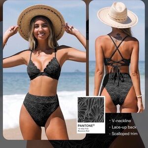 Cupshe Black Lace-Up One Piece